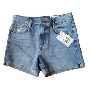 Cosmic Blue Love Womens High Rise Distressed Denim Shorts  Size 26 NWT